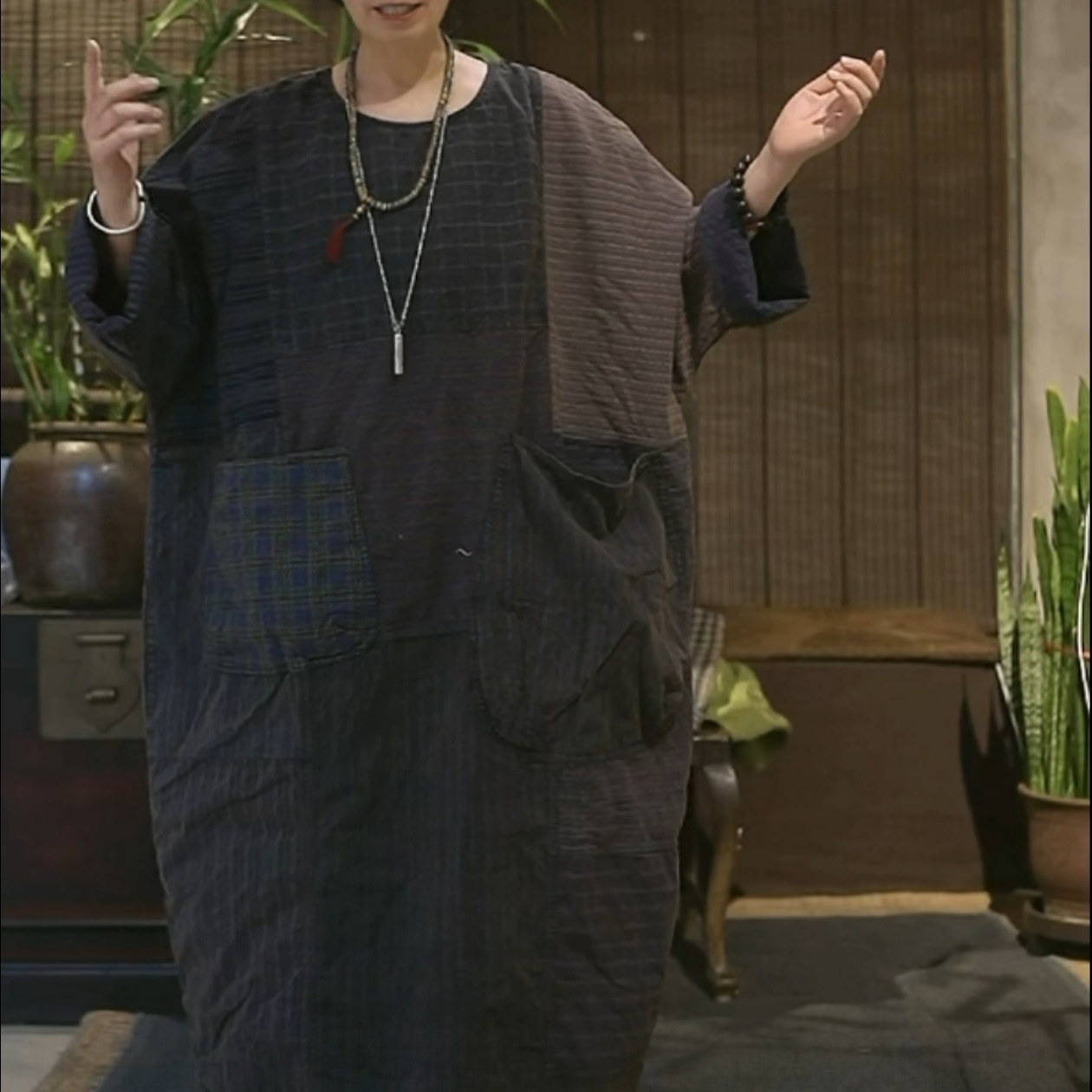 沉香布衣草堂老布长袍不等式2025夏随拼花纹面料都不同随发原创,女装/女士精品,连衣裙,淘宝优惠券,粉丝福利购,淘宝优惠卷