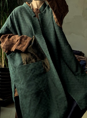 沉香布衣草堂自制马甲开衫长2025香云纱马夹墨绿不等式C25u03033