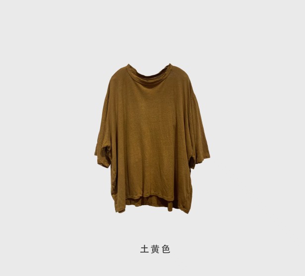 沉香布衣草堂几见夏圆领做旧柔软垂感五分袖棉麻休闲t恤女w12255
