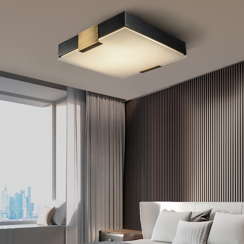 全铜轻奢现代简约方形吸顶灯