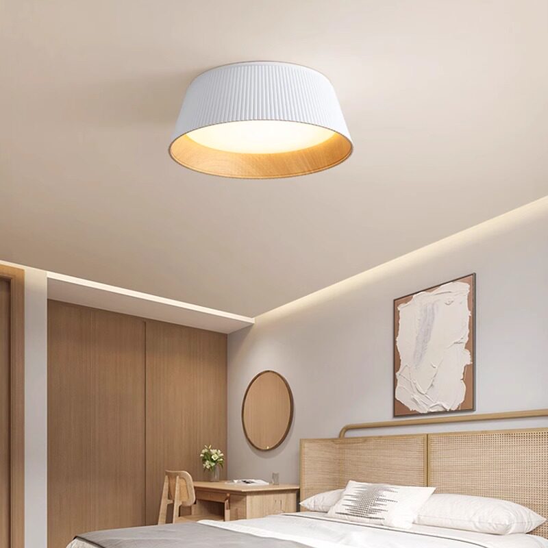 新款北欧卧室灯吸顶灯简约创意百褶木纹酒店过道书房装饰灯具