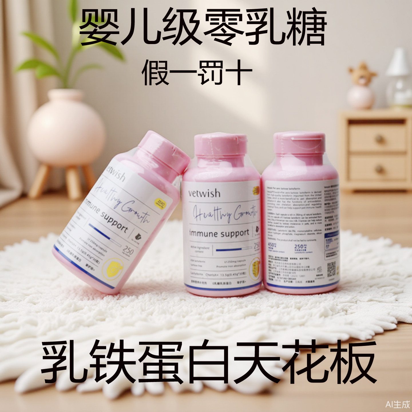 vetwish唯特适乳铁蛋白0乳糖猫咪鼻支狗狗提高免疫力通用宠物受伤