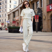 跑步服减龄显瘦洋气短袖 休闲运动套装 修身 大码 两件套 女夏2026新款