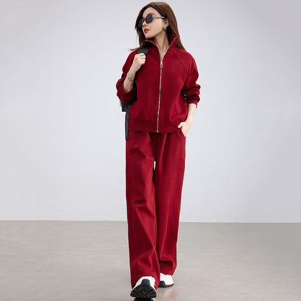 运动套装女2026秋冬季新款大码跑步纯棉加绒加厚卫衣休闲服两件套