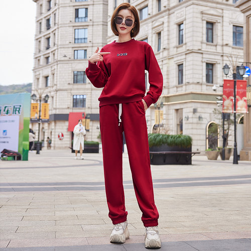 2025春秋韩版运动服套装女减龄时尚大码显瘦保暖卫衣休闲两件套潮