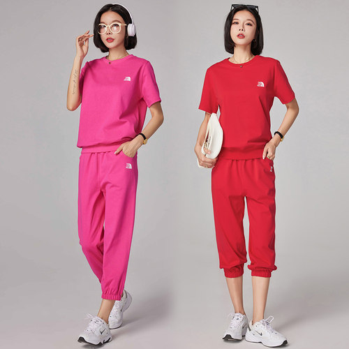 减龄短袖休闲两件套女运动服套装