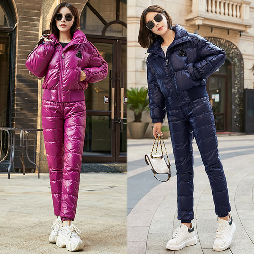 羽绒服套装女冬季白鸭绒两件套潮