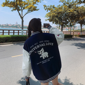 藏青色拼接夹棉短外套女2026秋季新款182-8509-P190-K268图片