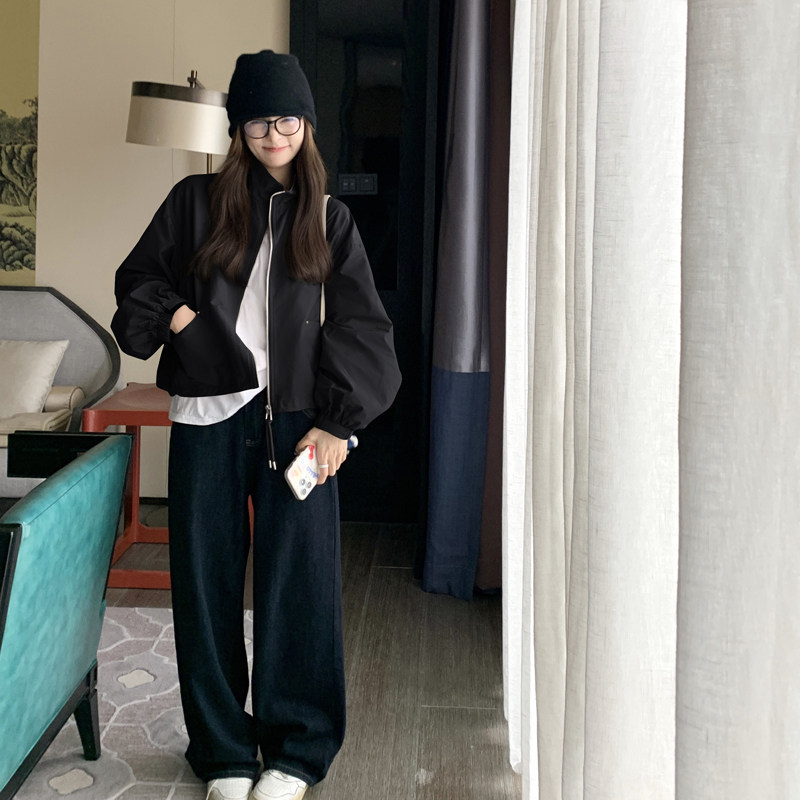 美式复古立领工装短款外套女2026春秋季新款设计感显瘦冲锋衣夹克,女装短外套,帛香坊