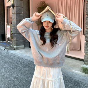 藏青色绣花钉珠卫衣半身裙两件套2025秋季新款182-8665-P145-K218图片