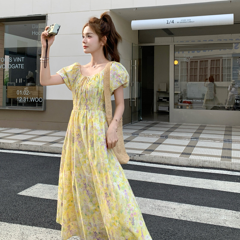 海边度假碎花连衣裙女26新款夏气质甜美长裙子182-8636P125K188,女装连衣裙,帛香坊