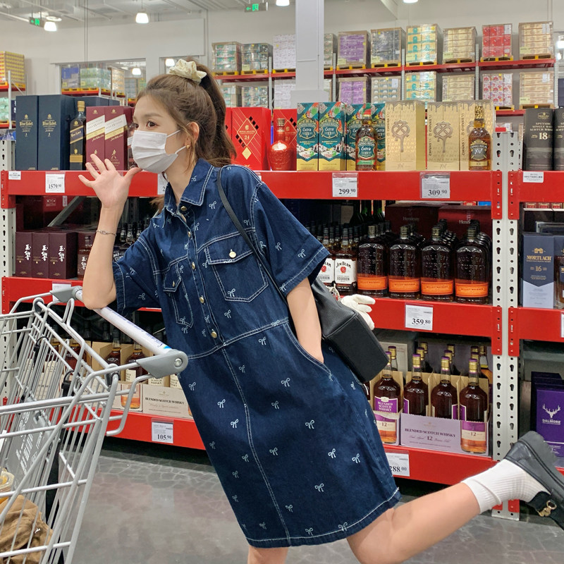 现货2026新款夏装休闲时尚牛仔印花连衣裙女潮182-8568-P125K188,女装连衣裙,帛香坊