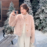 25新款现货高转化好数据短款皮毛一体短外套女182-8683P175K238，女装皮草，帛香坊