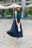 连衣裙女夏季2025新款设计小众感撞色针织拼接182-8385-P120K178，女装连衣裙，帛香坊
