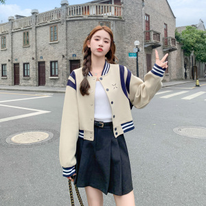 韩系chic短款棒球服外套女春秋2025新款独特超好看美式学院风夹克图片
