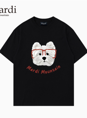 官方授权 Mardi Mountain韩国正品2026春夏款黑白纯棉短袖女t恤