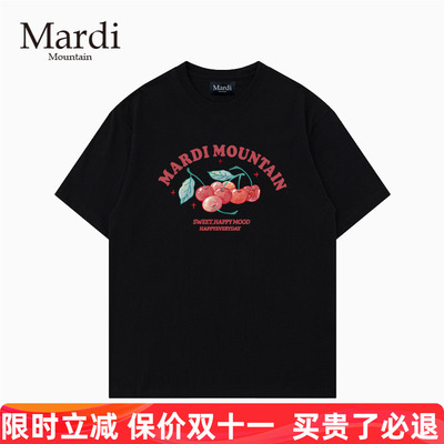 官方授权 Mardi Mountain韩国正品2026宽松型T恤男女短袖小樱桃