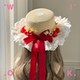 WIOK手作原创草莓雏菊爱心洛丽塔草帽蕾丝蝴蝶结Lolita少女小礼帽