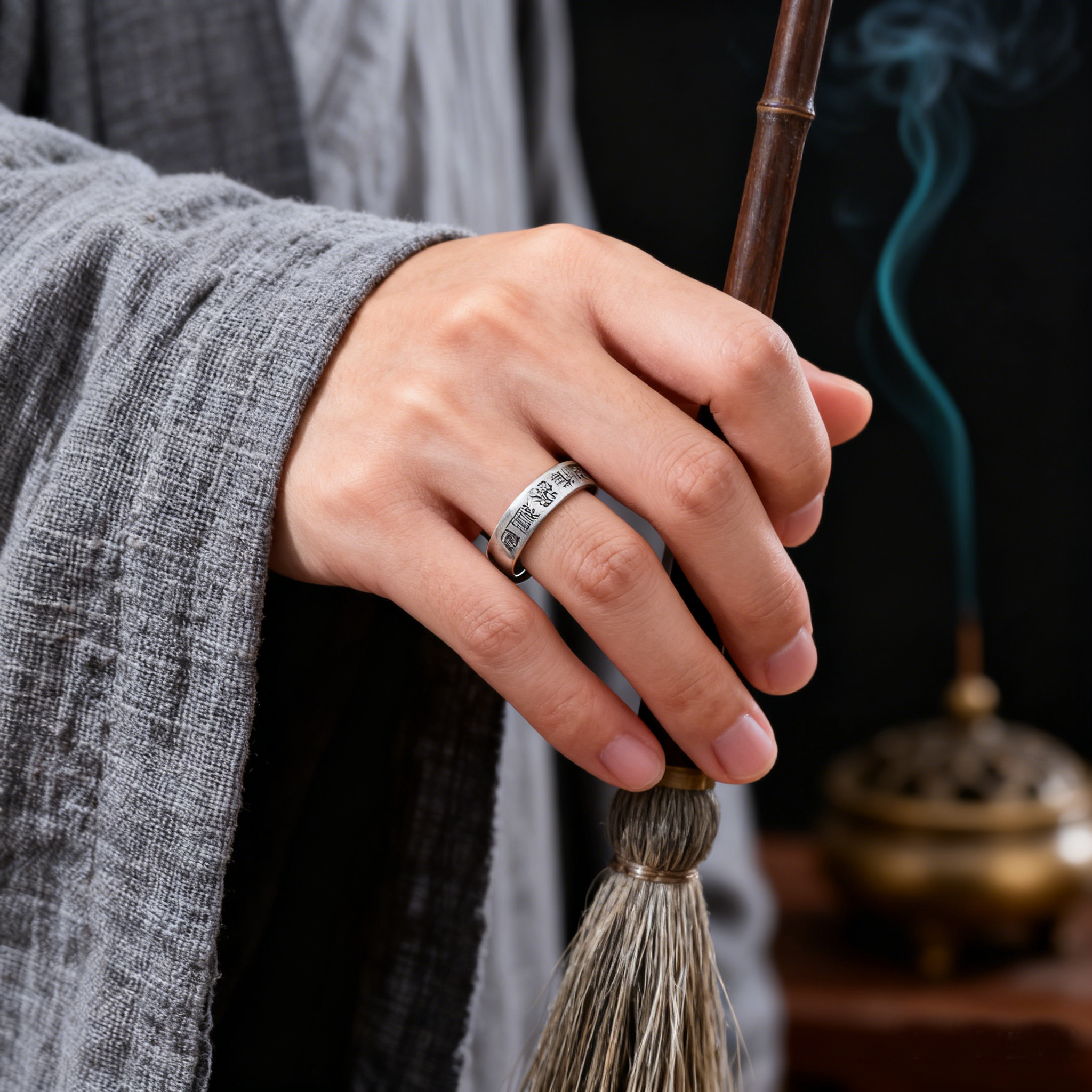 「道系」s925纯银复古道家真言