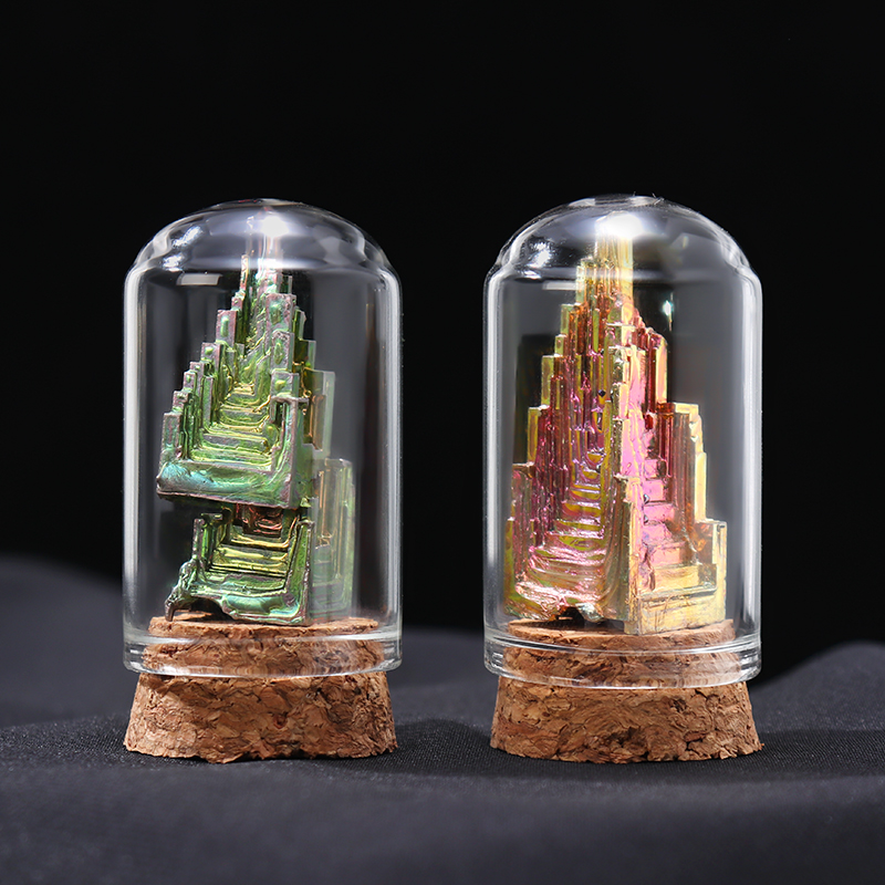 原矿石摆件孩子化学元素铋晶体