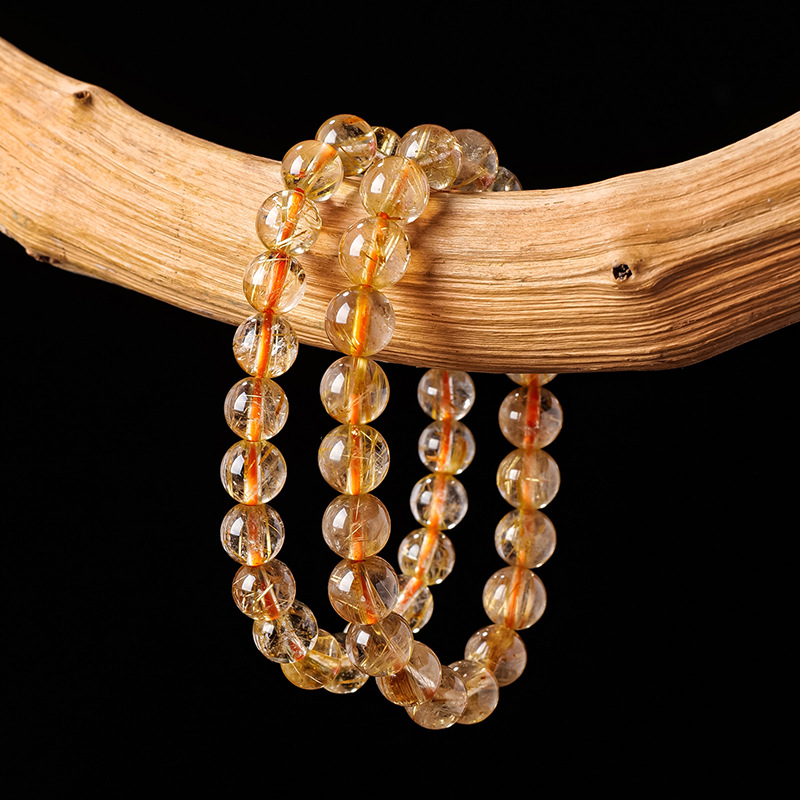 天然水晶金发晶手串招米米