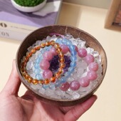 水晶消磁碗天然白水晶碎石宝石手链消磁石收纳净化容器天然椰壳碗