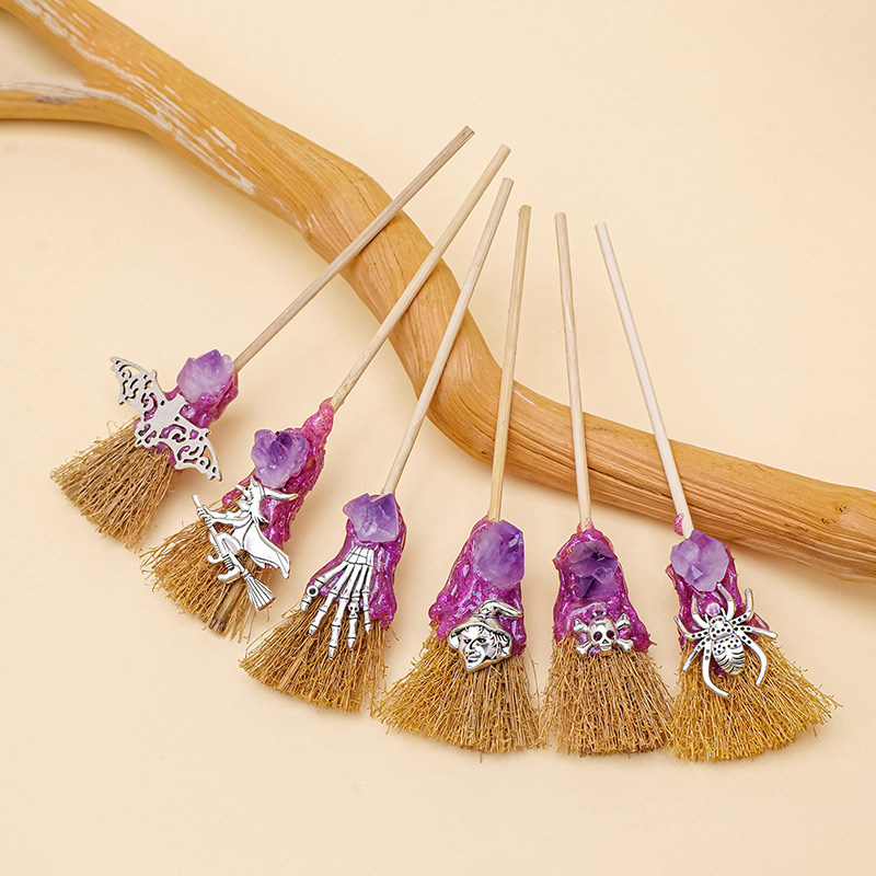 天然紫晶芽扫把水晶迷你扫帚万圣节巫婆孩子玩具女巫扫帚装饰摆件,饰品/流行首饰/时尚饰品新,摆件,淘宝优惠券,粉丝福利购,淘宝优惠卷