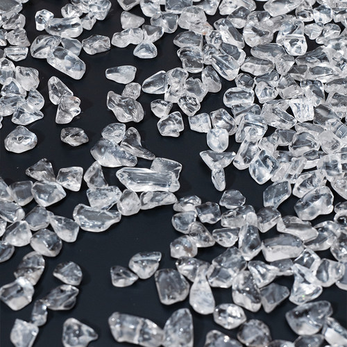 天然白水晶碎石高透红皮料