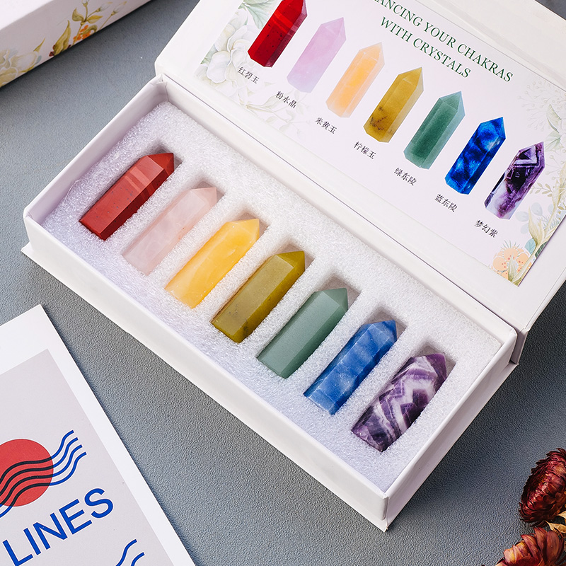 runyangshi矿石天然柱子套盒摆件