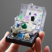 天然水晶原石矿石标本亚克力套盒玉石玛瑙儿童科普收藏礼物摆件