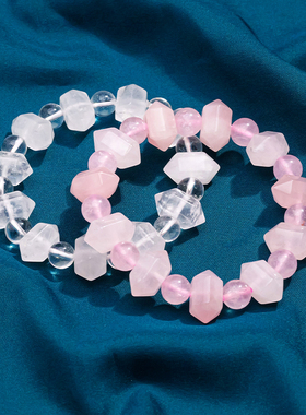 天然水晶双尖柱手链女款单圈