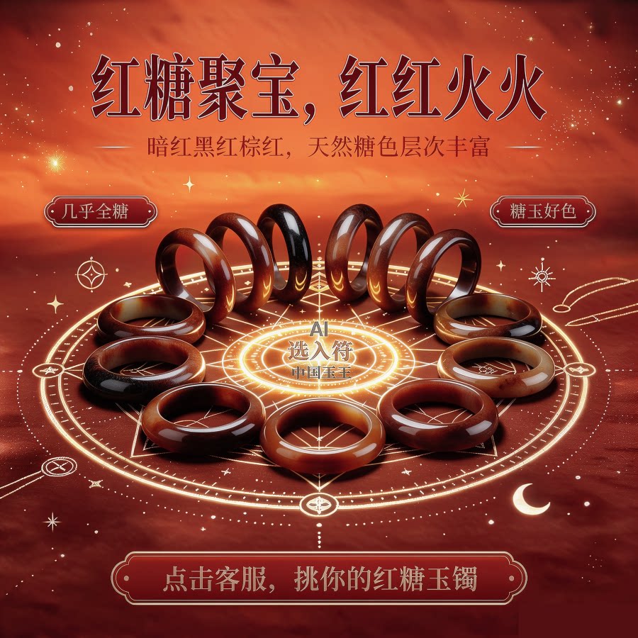 和田玉红糖玉手镯圈口齐全带证书