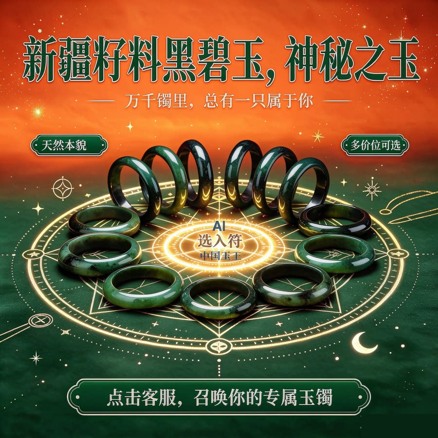 和田玉籽料碧玉手镯圈口齐全