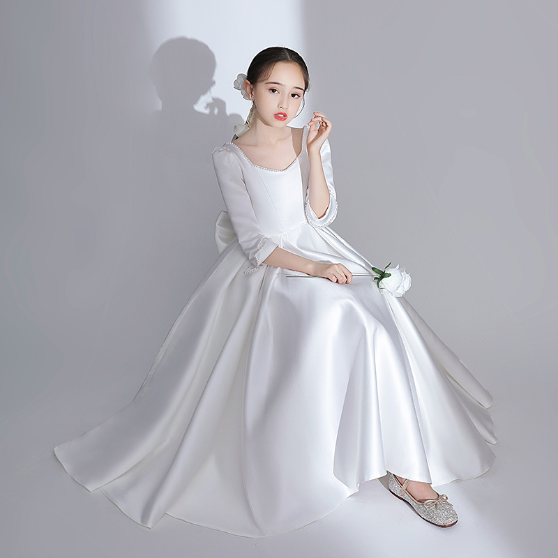 女童礼服白色洋气公主钢琴