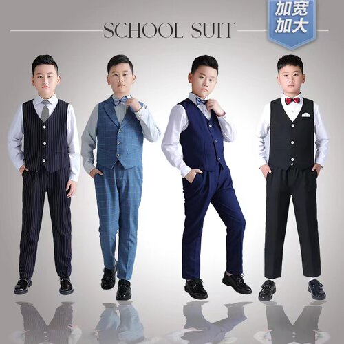 胖男童加大西装马甲套装演出礼服