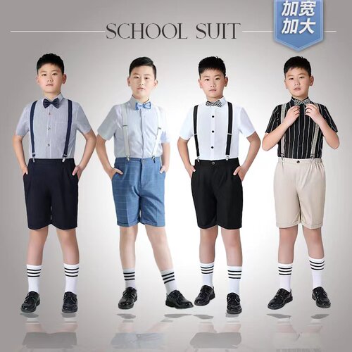 男童背带裤套装短袖短裤胖童加大