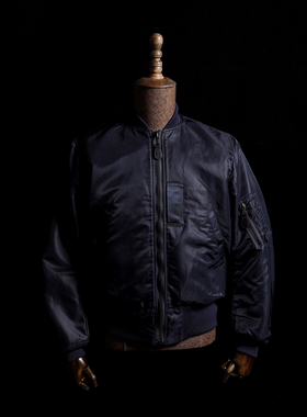 GIZEMO 复古深蓝色经典短款B15C MOD飞行服 羊毛内里保暖咔叽夹克