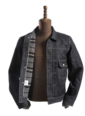 GIZEMO 50年代经典TYPE2代羊毛内衬单宁夹克516 冈山面料牛仔外套