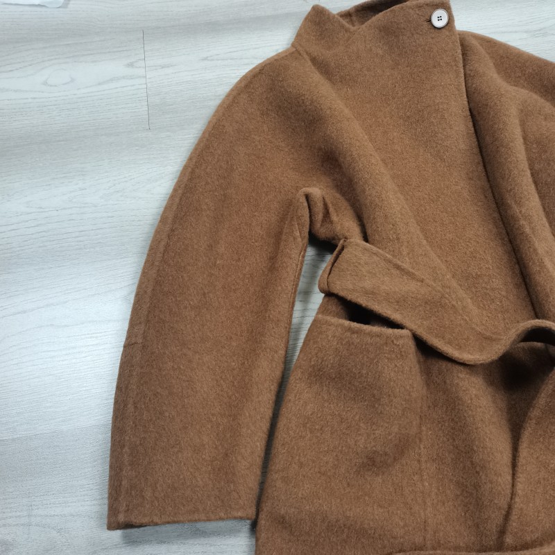 简约风丝羊毛混纺立领毛呢外套