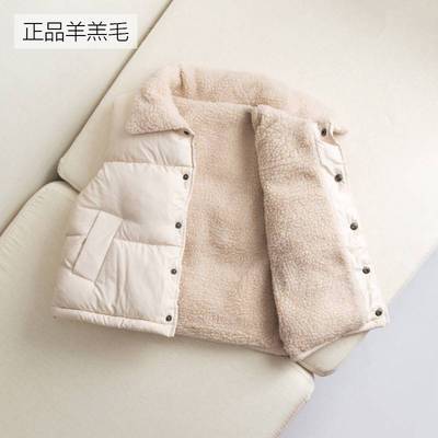 2022新款秋冬儿童棉马甲宝宝加绒加厚女童男童外穿马夹羊羔绒