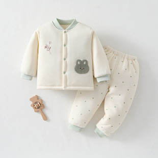 婴儿加厚a类分体套装秋冬纯棉男女宝宝分体式衣服棉衣棉服两件套