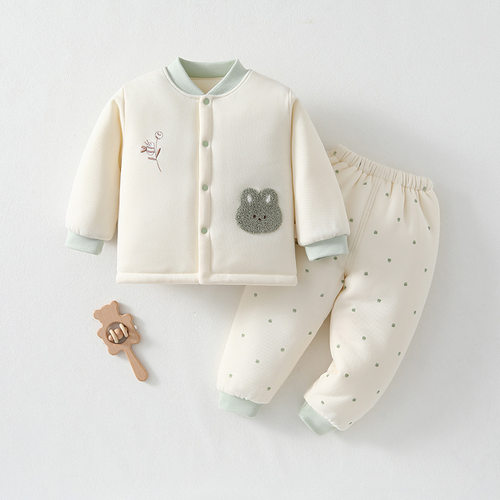 婴儿加厚a类分体套装秋冬纯棉