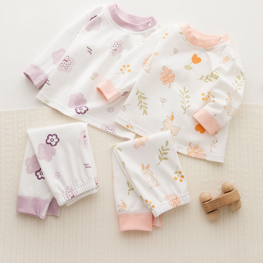 【花妈甄选】小童秋衣秋裤套装纯棉男女宝宝保暖内衣分体家居服睡