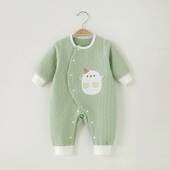 婴儿秋冬季 睡衣衣服 连体衣宝宝空气棉保暖夹薄棉哈衣新生儿春秋装