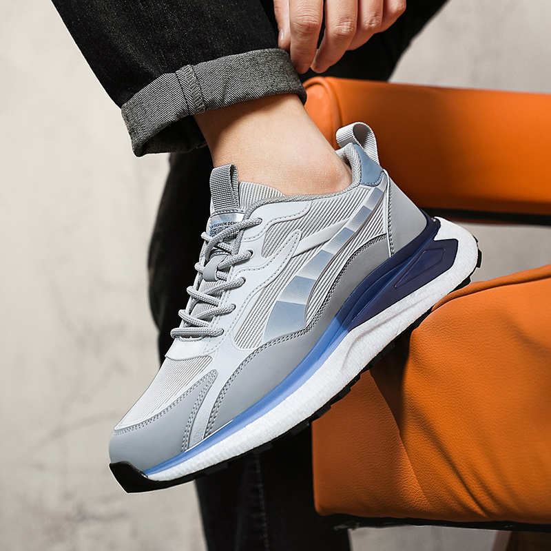 鳄鱼男鞋休闲运动鞋冬季2024新款透气网布鞋子潮流厚底男士阿甘鞋