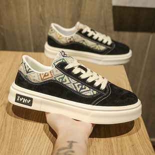 鳄鱼板鞋男2024新款冬季透气鞋子百搭爆款男士潮鞋高级感休闲男鞋