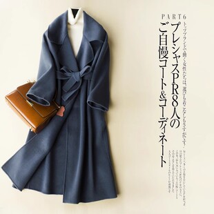 羊范高端中长款过膝系带修身双面羊毛大衣女羊毛呢子秋冬毛呢外套