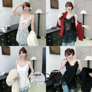 卡卡女装官方旗舰店正品百搭蕾丝花边叠穿吊带背心打底衫内搭上衣