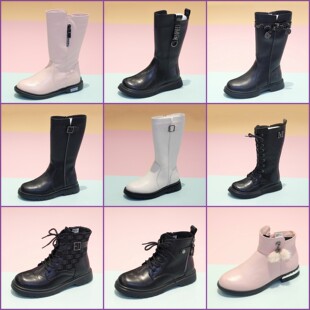 25-89元一双 牧童童鞋冬季女童26-40保暖加绒防滑马丁靴高筒皮靴