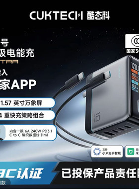 【iPhone17新机首选】CUKTECH酷态科10号超级电能充ultra氮化镓充电器17ProMax多口120W大功率16适于苹果小米